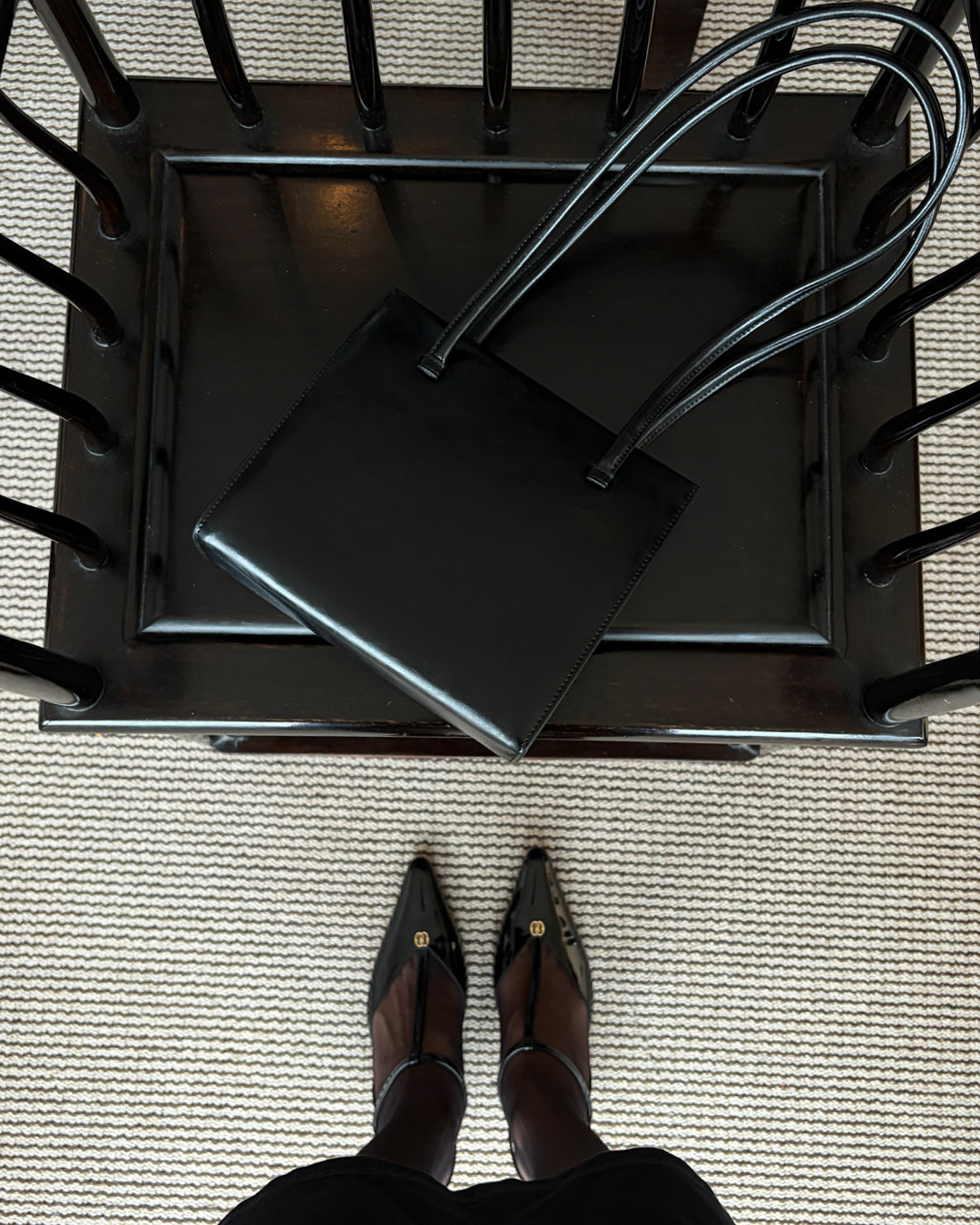 Lily Handbag in Black Gloss Leather