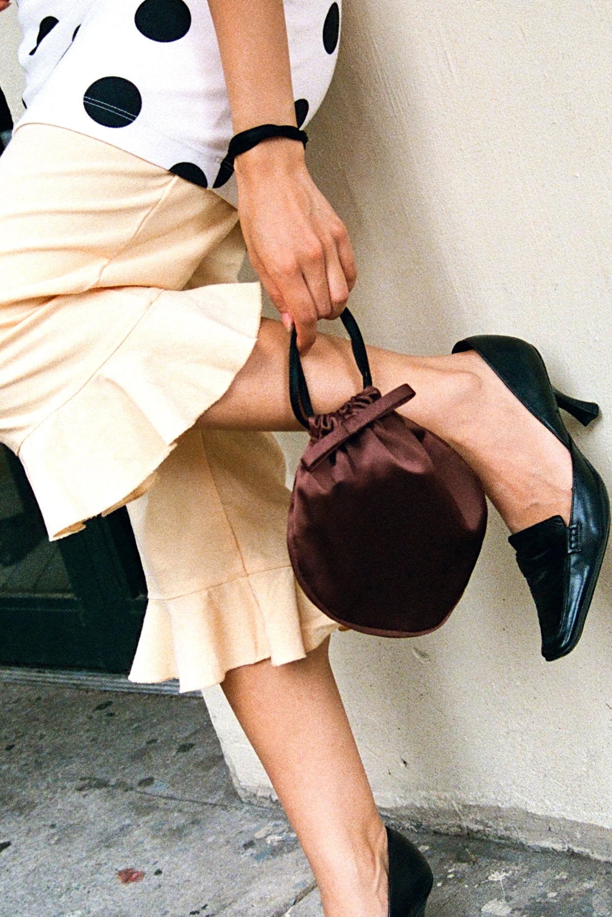 PARLOUR Satin Pouch in Ganache Brown