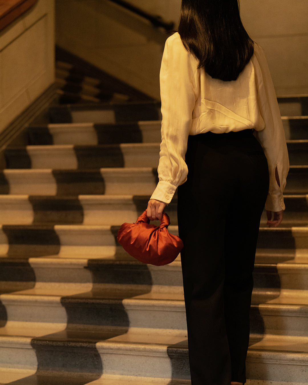 VAST Silk Knotted Bag in Lava Orange
