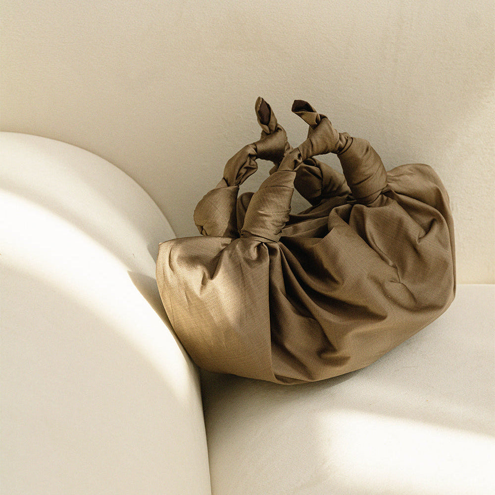 Vast Silk Knotted Bag in Earthy Bronze – AALLSS