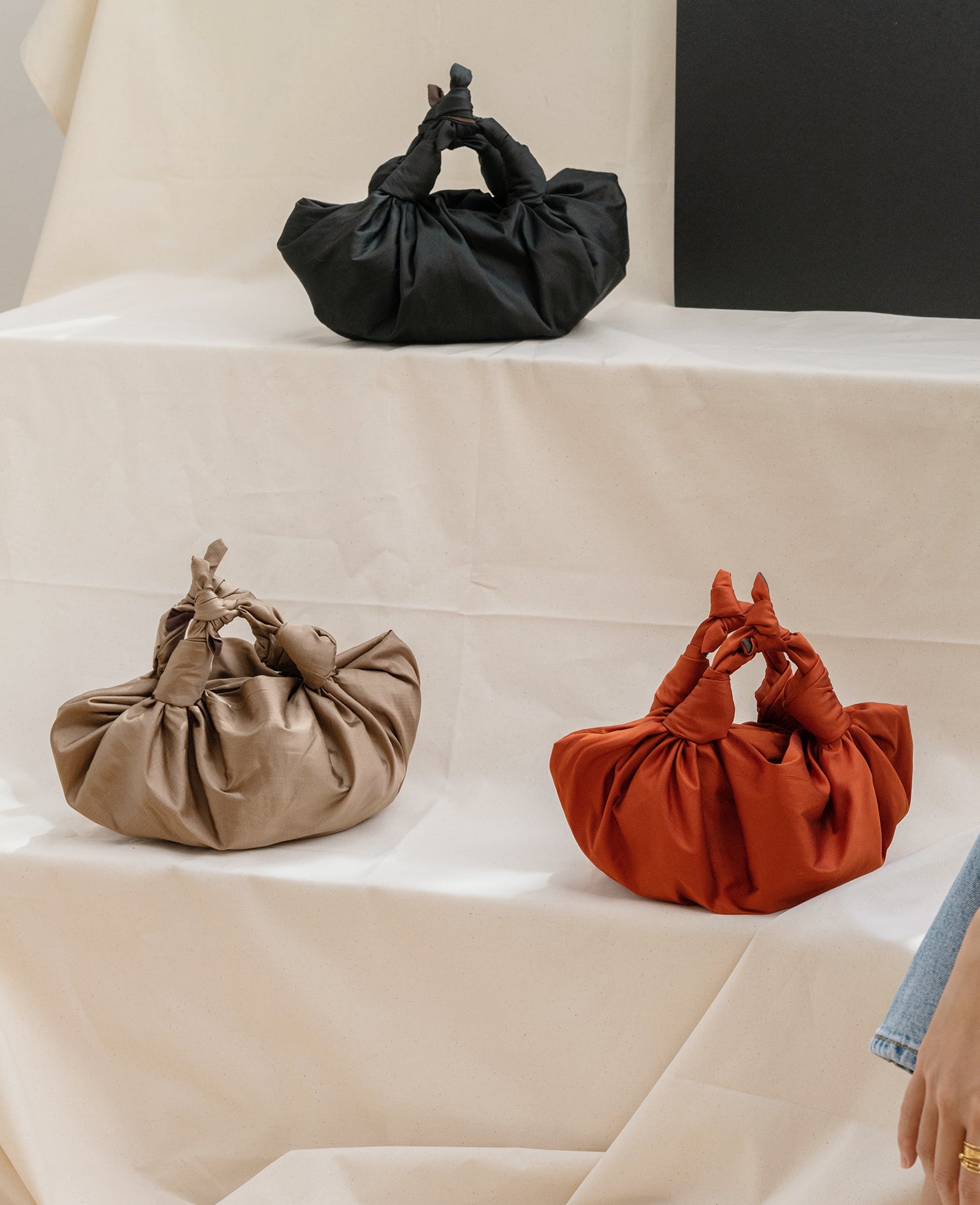VAST Silk Knotted Bag in Pitch Black